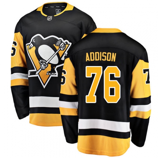 Men's Pittsburgh Penguins 76 Calen Addison Authentic Black Home Fanatics Branded Breakaway NHL Jersey