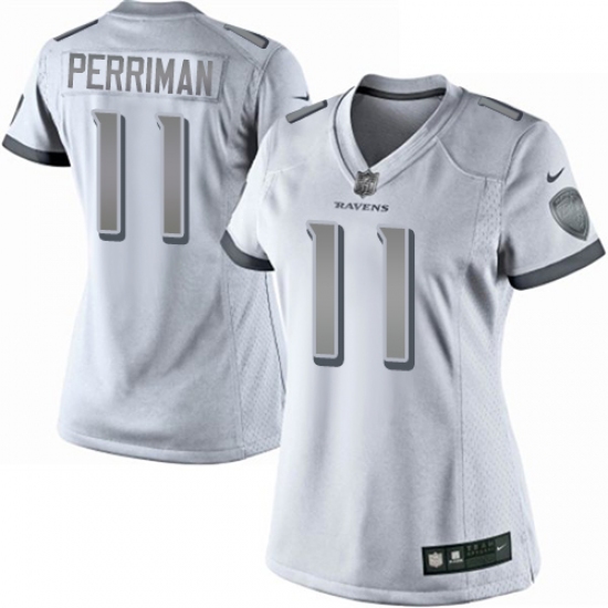 Women's Nike Baltimore Ravens 11 Breshad Perriman Limited White Platinum NFL Jersey