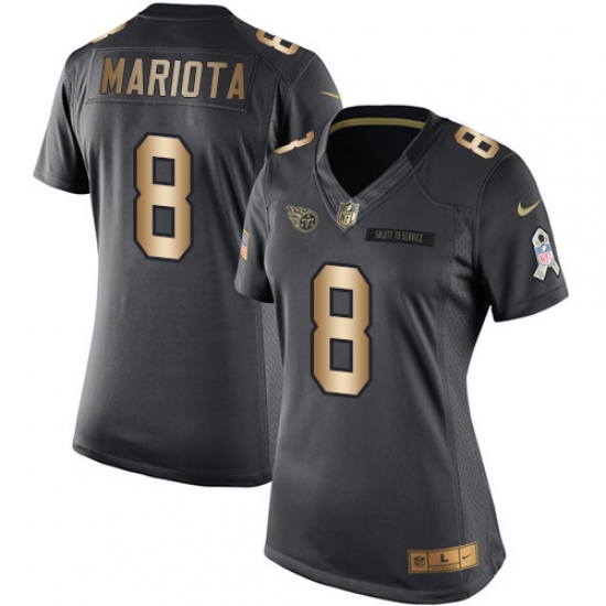 Women's Nike Tennessee Titans 8 Marcus Mariota Limited Black/Gold Salute to Service NFL Jersey