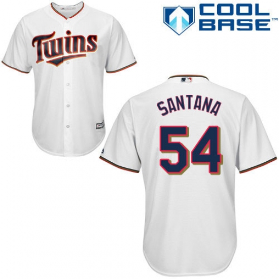 Men's Majestic Minnesota Twins 54 Ervin Santana Replica White Home Cool Base MLB Jersey