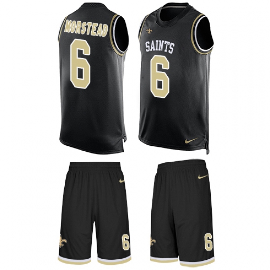 Men's Nike New Orleans Saints 6 Thomas Morstead Limited Black Tank Top Suit NFL Jersey