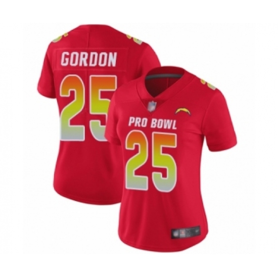 Women's Los Angeles Chargers 25 Melvin Gordon Limited Red AFC 2019 Pro Bowl Football Jersey