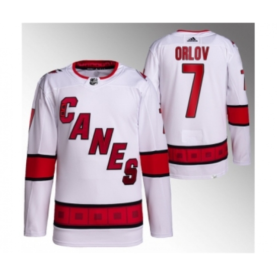 Men's Carolina Hurricanes 7 Dmitry Orlov White Stitched Jersey