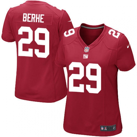 Women's Nike New York Giants 29 Nat Berhe Game Red Alternate NFL Jersey