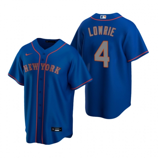 Men's Nike New York Mets 4 Jed Lowrie Royal Alternate Road Stitched Baseball Jersey