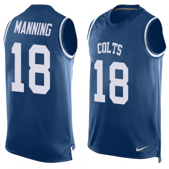 Men's Nike Indianapolis Colts 18 Peyton Manning Limited Royal Blue Player Name & Number Tank Top NFL Jersey