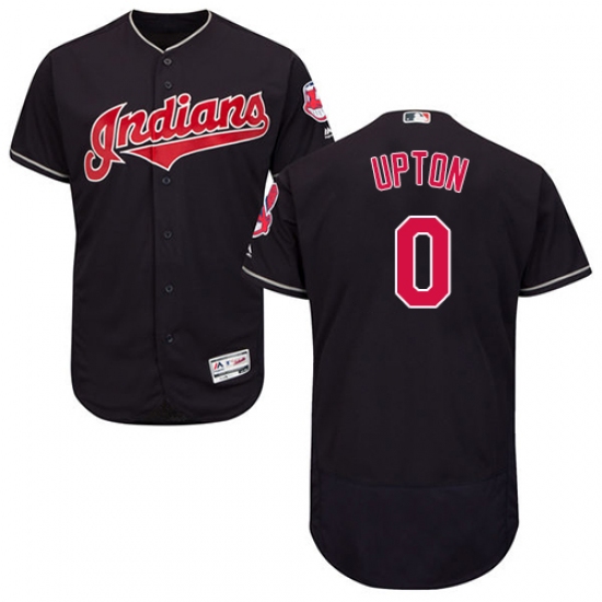 Men's Majestic Cleveland Indians 0 B.J. Upton Navy Blue Alternate Flex Base Authentic Collection MLB Jersey