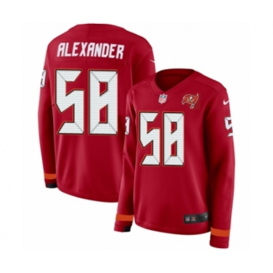 Women's Nike Tampa Bay Buccaneers 58 Kwon Alexander Limited Red Therma Long Sleeve NFL Jersey