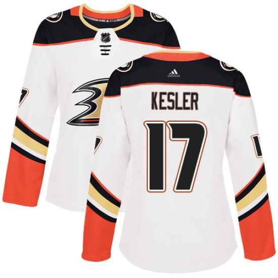 Women's Adidas Anaheim Ducks 17 Ryan Kesler Authentic White Away NHL Jersey