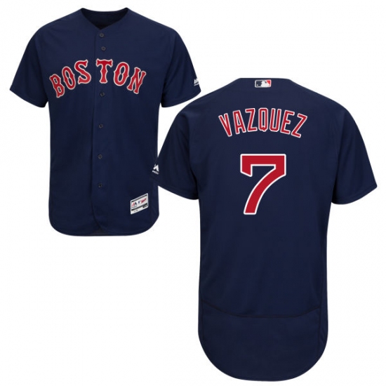 Men's Majestic Boston Red Sox 7 Christian Vazquez Navy Blue Alternate Flex Base Authentic Collection MLB Jersey