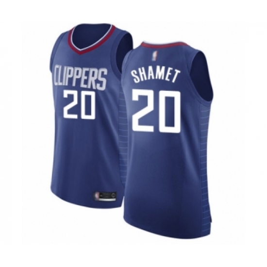 Men's Los Angeles Clippers 20 Landry Shamet Authentic Blue Basketball Jersey - Icon Edition