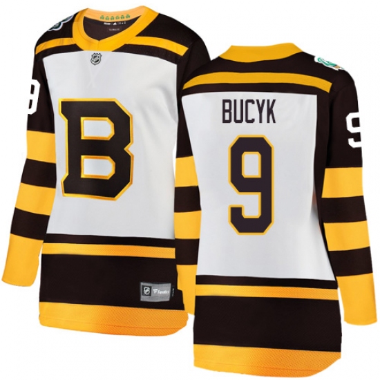 Women's Boston Bruins 9 Johnny Bucyk White 2019 Winter Classic Fanatics Branded Breakaway NHL Jersey