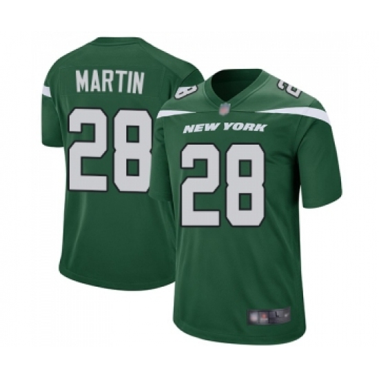 Men's New York Jets 28 Curtis Martin Game Green Team Color Football Jersey