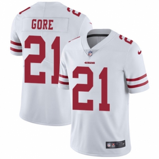 Youth Nike San Francisco 49ers 21 Frank Gore White Vapor Untouchable Limited Player NFL Jersey