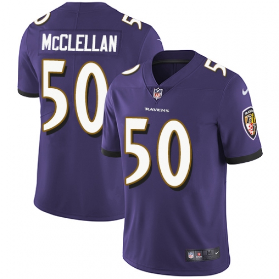 Men's Nike Baltimore Ravens 50 Albert McClellan Purple Team Color Vapor Untouchable Limited Player NFL Jersey