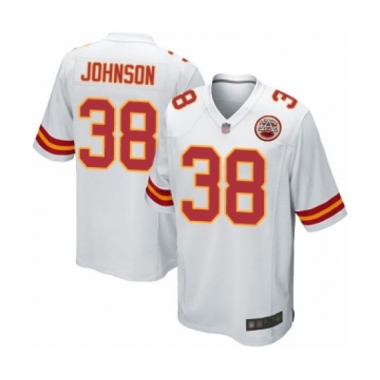 Men's Kansas City Chiefs 38 Dontae Johnson Game White Football Jersey