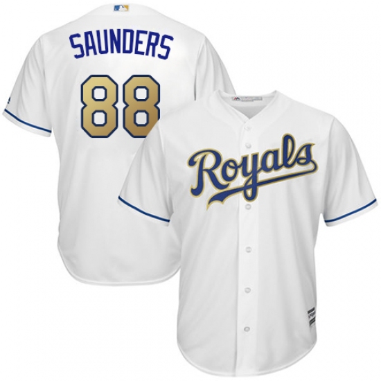 Men's Majestic Kansas City Royals 88 Michael Saunders Replica White Home Cool Base MLB Jersey