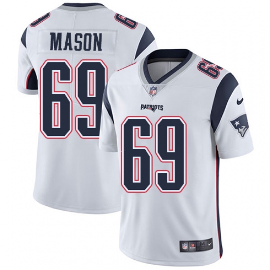 Men's Nike New England Patriots 69 Shaq Mason White Vapor Untouchable Limited Player NFL Jersey