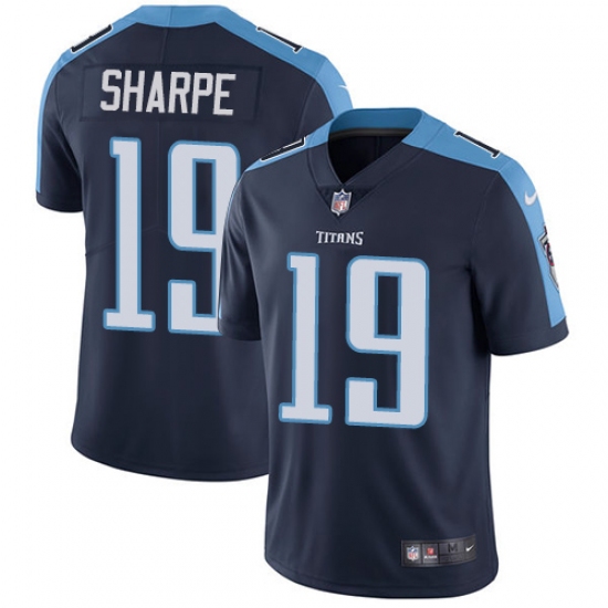 Men's Nike Tennessee Titans 19 Tajae Sharpe Navy Blue Alternate Vapor Untouchable Limited Player NFL Jersey