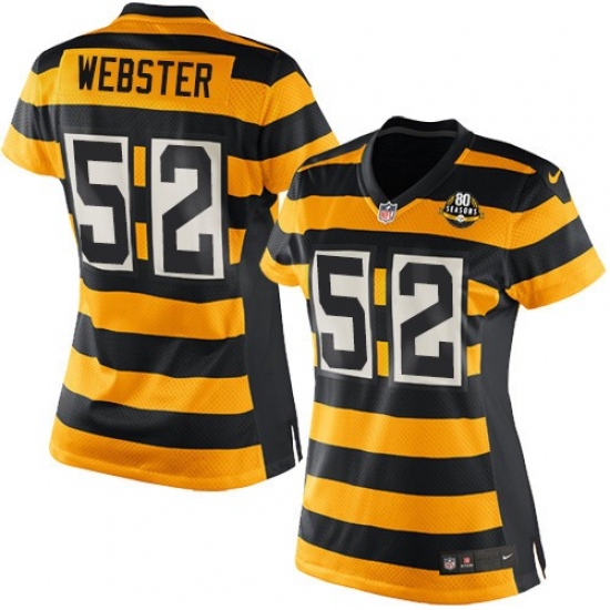 Women's Nike Pittsburgh Steelers 52 Mike Webster Elite Yellow/Black Alternate 80TH Anniversary Throwback NFL Jersey