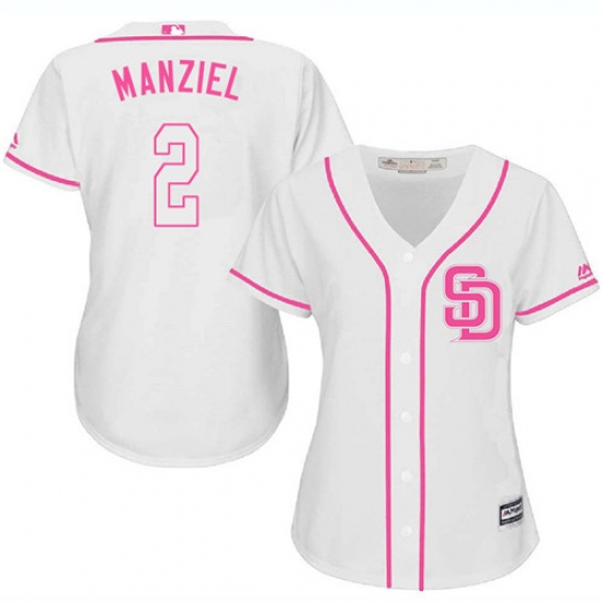 Women's Majestic San Diego Padres 2 Johnny Manziel Replica White Fashion Cool Base MLB Jersey