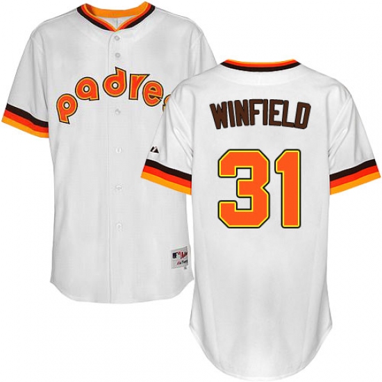 Men's Majestic San Diego Padres 31 Dave Winfield Replica White 1984 Turn Back The Clock MLB Jersey