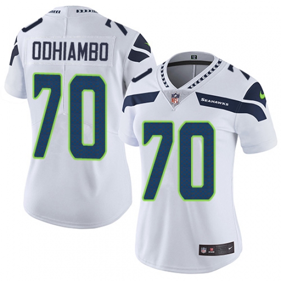 Women's Nike Seattle Seahawks 70 Rees Odhiambo White Vapor Untouchable Limited Player NFL Jersey