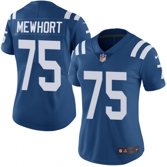 Women's Nike Indianapolis Colts 75 Jack Mewhort Elite Royal Blue Team Color NFL Jersey