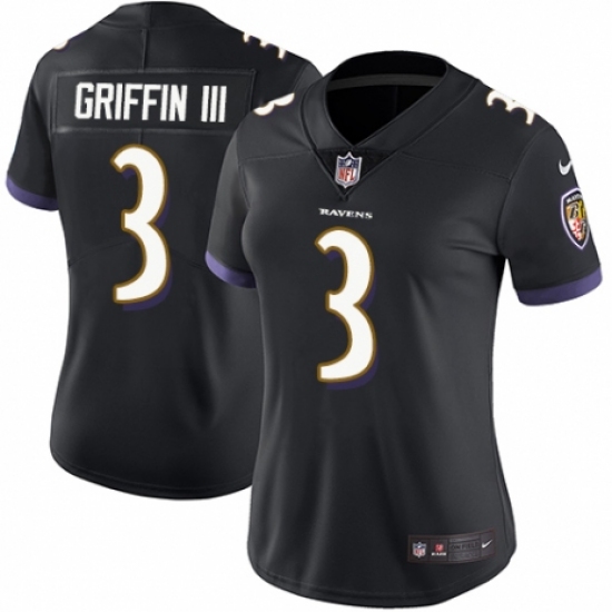 Women's Nike Baltimore Ravens 3 Robert Griffin III Black Alternate Vapor Untouchable Limited Player NFL Jersey