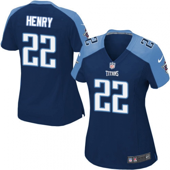 Women's Nike Tennessee Titans 22 Derrick Henry Game Navy Blue Alternate NFL Jersey