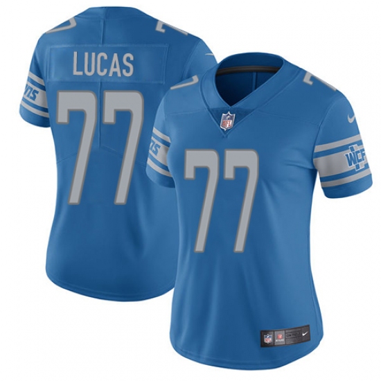 Women's Nike Detroit Lions 77 Cornelius Lucas Elite Light Blue Team Color NFL Jersey