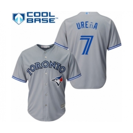 Youth Toronto Blue Jays 7 Richard Urena Authentic Grey Road Baseball Player Jersey