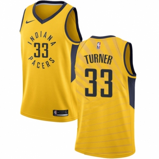 Men's Nike Indiana Pacers 33 Myles Turner Swingman Gold NBA Jersey Statement Edition