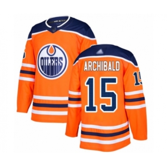 Men's Edmonton Oilers 15 Josh Archibald Authentic Orange Home Hockey Jersey