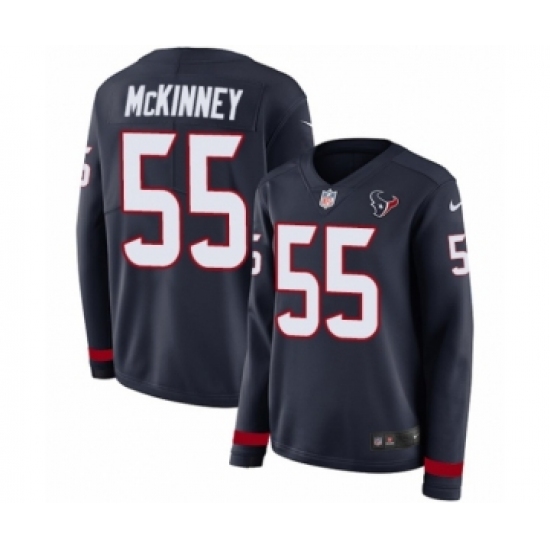 Women's Nike Houston Texans 55 Benardrick McKinney Limited Navy Blue Therma Long Sleeve NFL Jersey