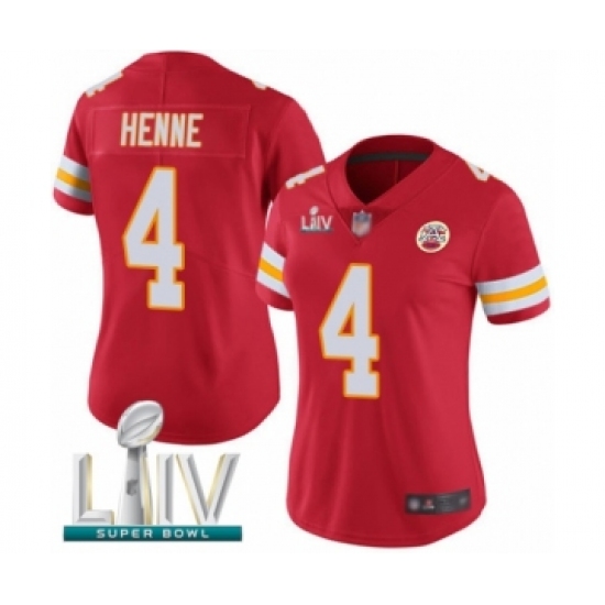 Women's Kansas City Chiefs 4 Chad Henne Red Team Color Vapor Untouchable Limited Player Super Bowl LIV Bound Football Jersey