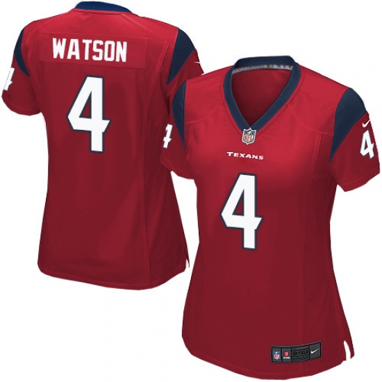 Women's Nike Houston Texans 4 Deshaun Watson Game Red Alternate NFL Jersey