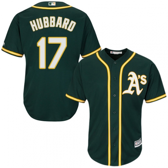 Youth Majestic Oakland Athletics 17 Glenn Hubbard Replica Green Alternate 1 Cool Base MLB Jersey