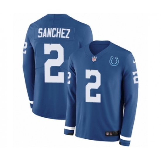 Youth Nike Indianapolis Colts 2 Rigoberto Sanchez Limited Blue Therma Long Sleeve NFL Jersey