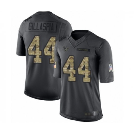 Men's Houston Texans 44 Cullen Gillaspia Limited Black 2016 Salute to Service Football Jersey