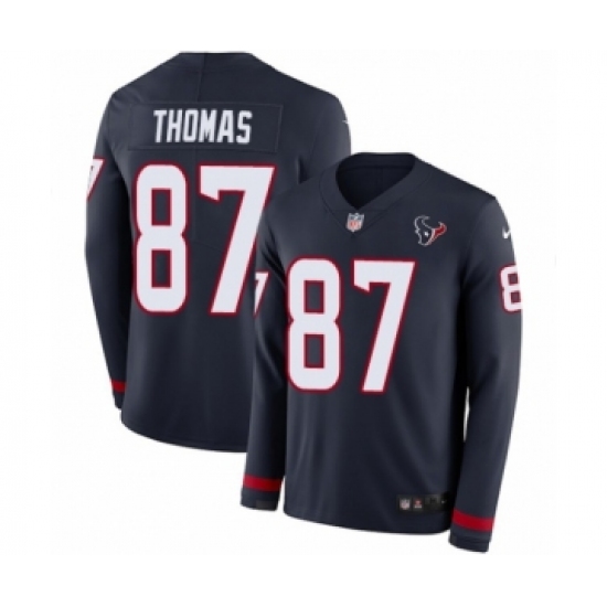 Youth Nike Houston Texans 87 Demaryius Thomas Limited Navy Blue Therma Long Sleeve NFL Jersey