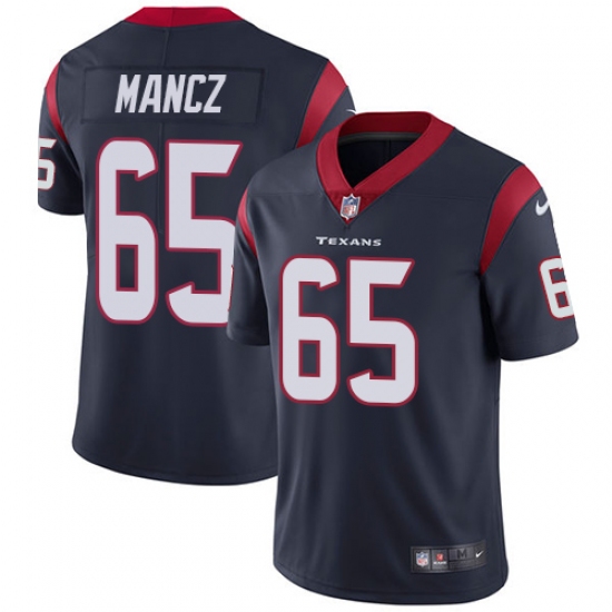 Youth Nike Houston Texans 65 Greg Mancz Elite Navy Blue Team Color NFL Jersey