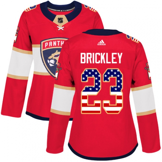 Women's Adidas Florida Panthers 23 Connor Brickley Authentic Red USA Flag Fashion NHL Jersey