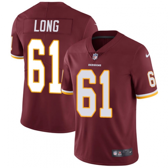 Men's Nike Washington Redskins 61 Spencer Long Burgundy Red Team Color Vapor Untouchable Limited Player NFL Jersey