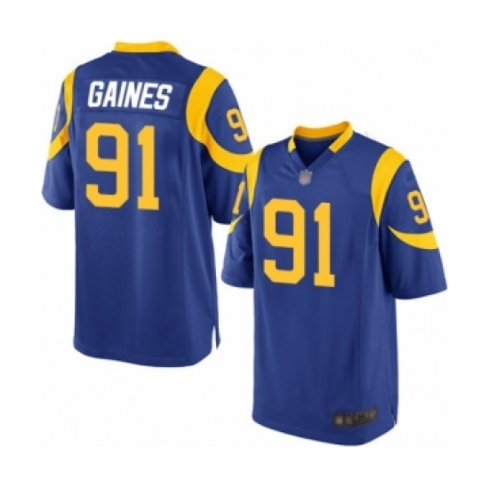 Men's Los Angeles Rams 91 Greg Gaines Game Royal Blue Alternate Football Jersey