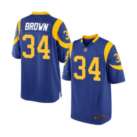 Men's Los Angeles Rams 34 Malcolm Brown Game Royal Blue Alternate Football Jersey