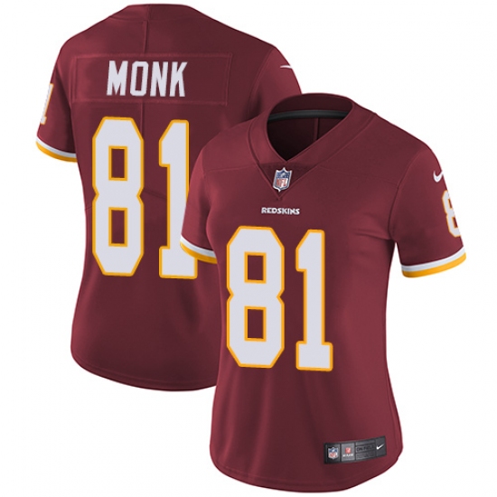 Women's Nike Washington Redskins 81 Art Monk Burgundy Red Team Color Vapor Untouchable Limited Player NFL Jersey