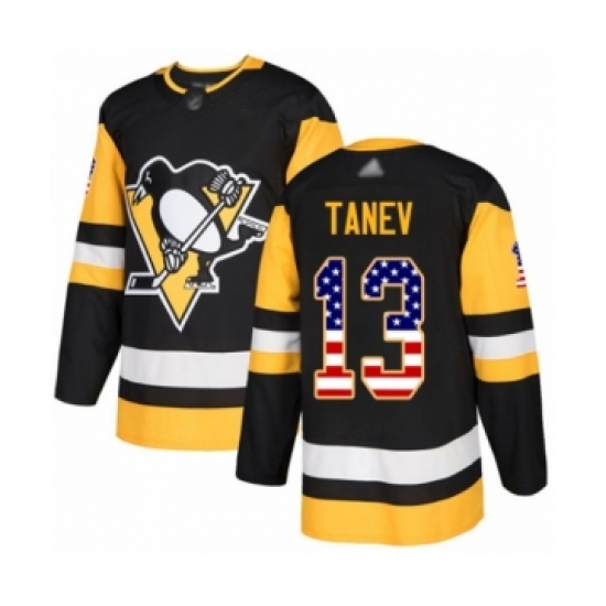 Men's Pittsburgh Penguins 13 Brandon Tanev Authentic Black USA Flag Fashion Hockey Jersey