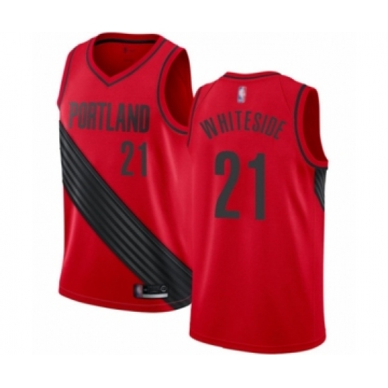 Women's Portland Trail Blazers 21 Hassan Whiteside Swingman Red Basketball Jersey Statement Edition