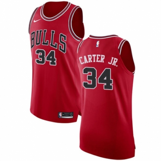 Women's Nike Chicago Bulls 34 Wendell Carter Jr. Authentic Red NBA Jersey - Icon Edition